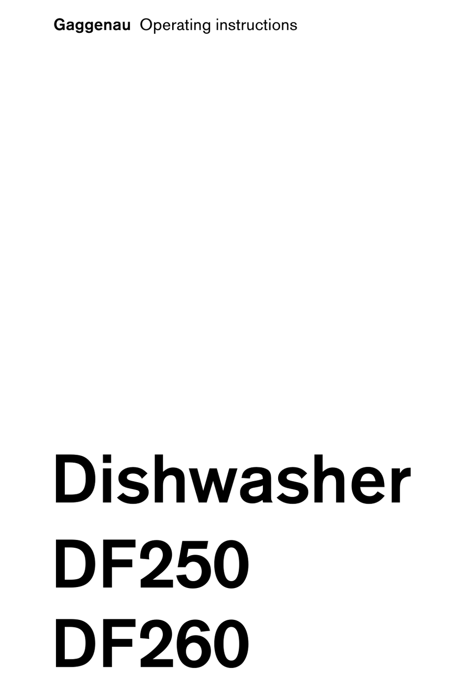 GAGGENAU DF250 OPERATING INSTRUCTIONS MANUAL Pdf Download ManualsLib