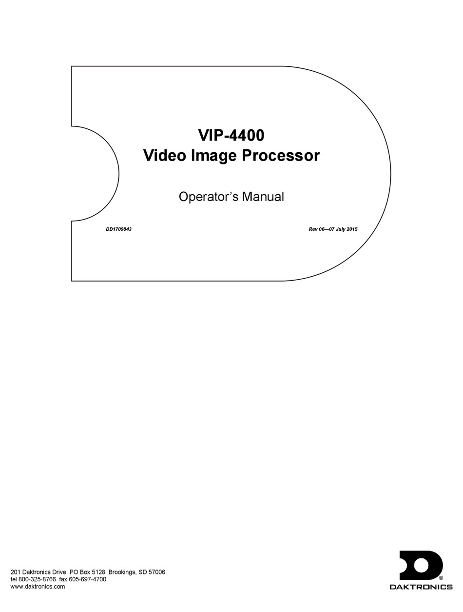 DAKTRONICS VIP4400 OPERATOR'S MANUAL Pdf Download ManualsLib