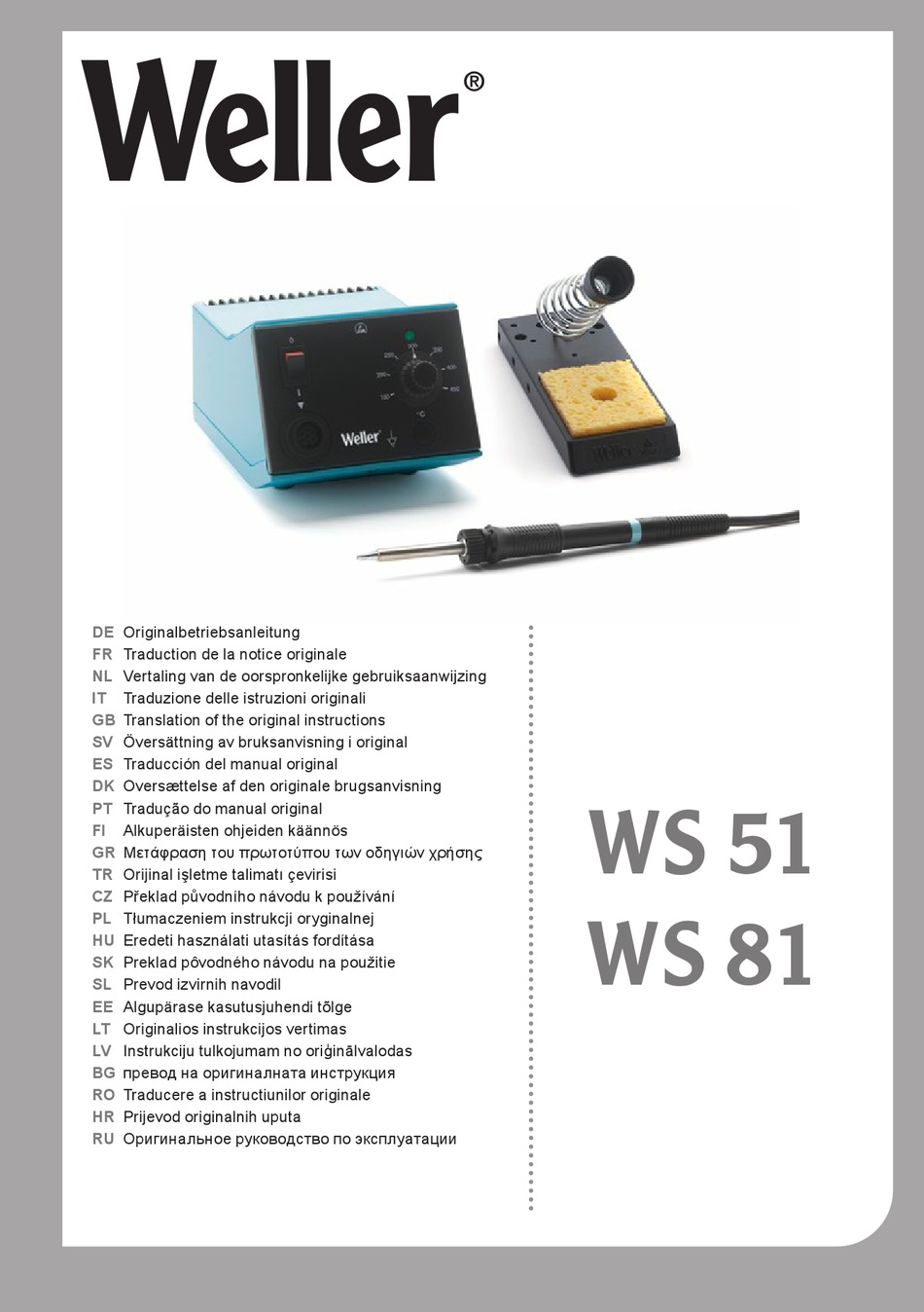 WELLER WS 51 ORIGINAL INSTRUCTIONS MANUAL Pdf Download ManualsLib