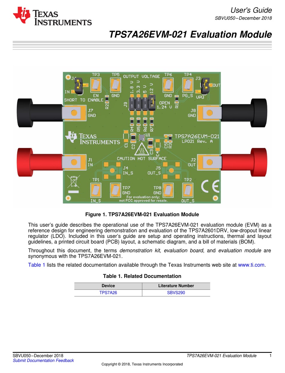 TEXAS INSTRUMENTS TPS7A26EVM-021 USER MANUAL Pdf Download | ManualsLib