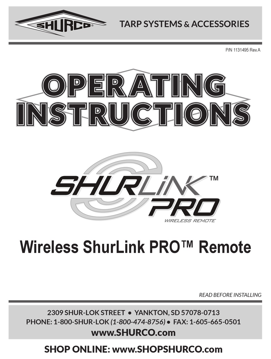 SHURCO SHURLINK PRO OPERATING INSTRUCTIONS MANUAL Pdf Download ManualsLib