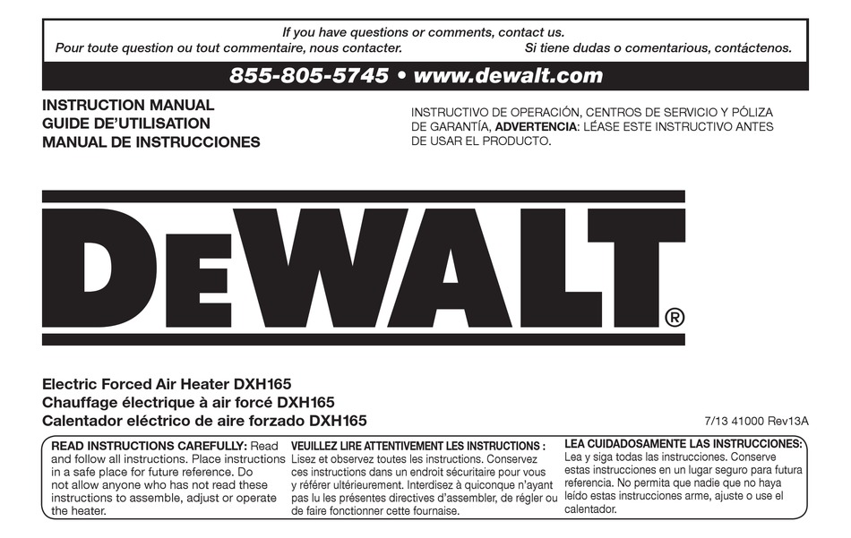 DEWALT DXH165 INSTRUCTION MANUAL Pdf Download ManualsLib