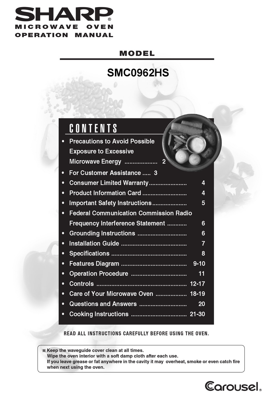 SHARP SMC0962HS OPERATION MANUAL Pdf Download | ManualsLib