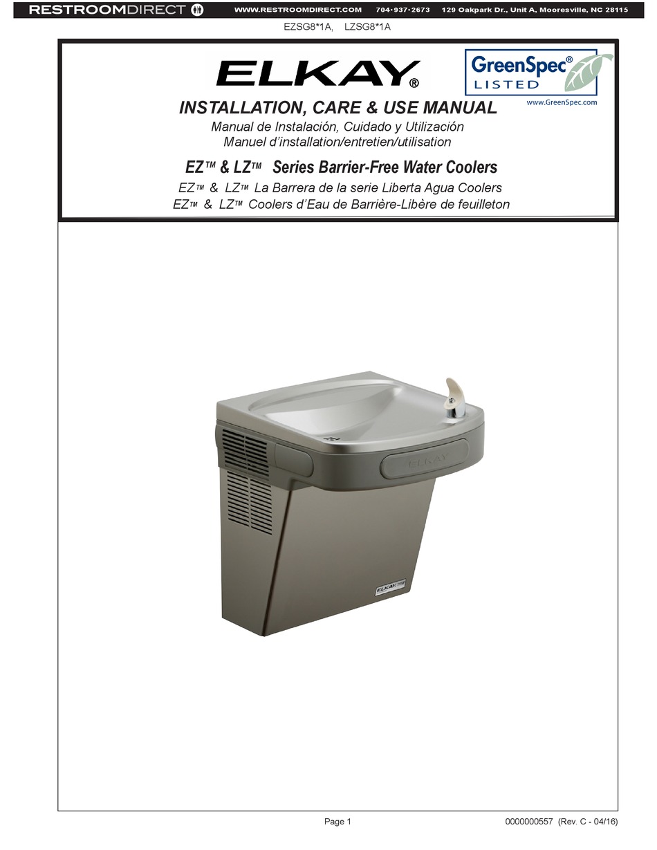 ELKAY EZSG8 1A SERIES INSTALLATION, CARE & USE MANUAL Pdf Download