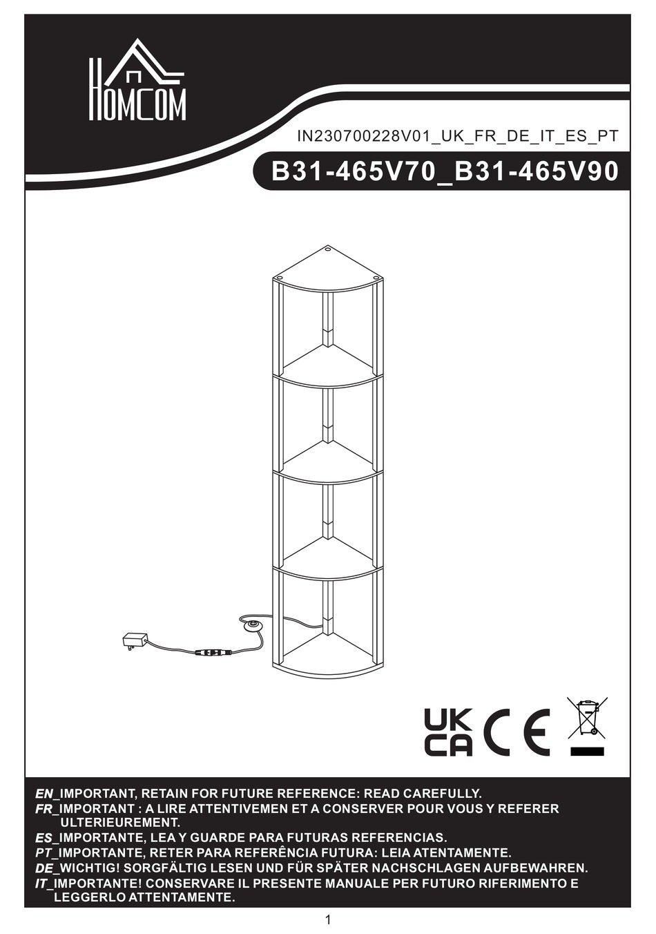 HOMCOM B31-465V70 MANUAL Pdf Download | ManualsLib