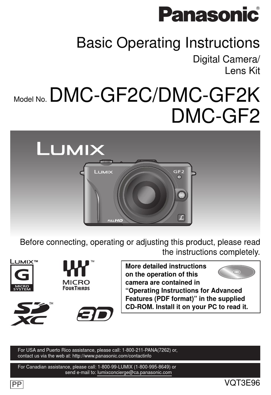 PANASONIC LUMIX DMCGF2C BASIC OPERATING INSTRUCTIONS MANUAL Pdf Download ManualsLib