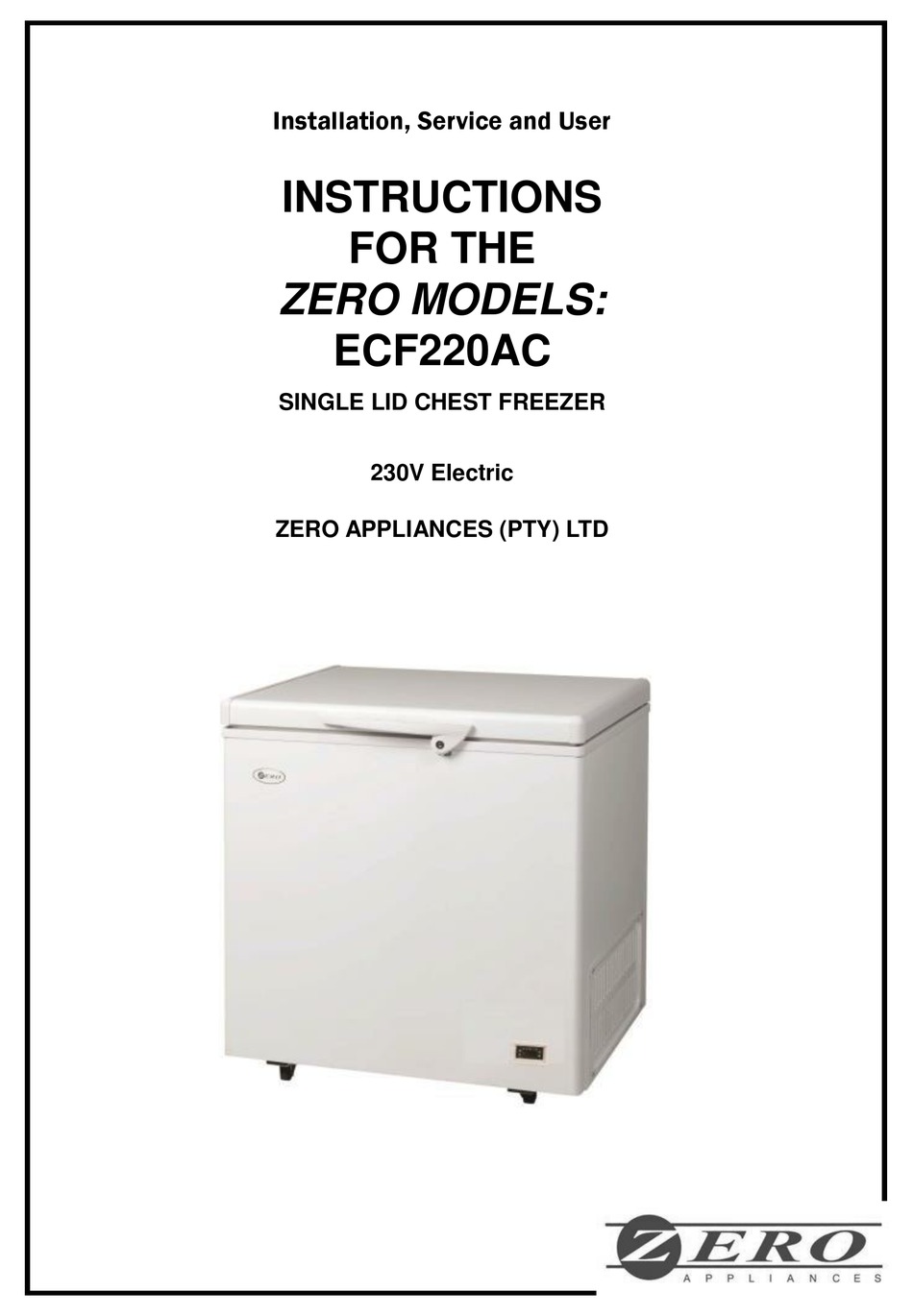 ZERO APPLIANCES ECF220AC INSTRUCTIONS MANUAL Pdf Download ManualsLib