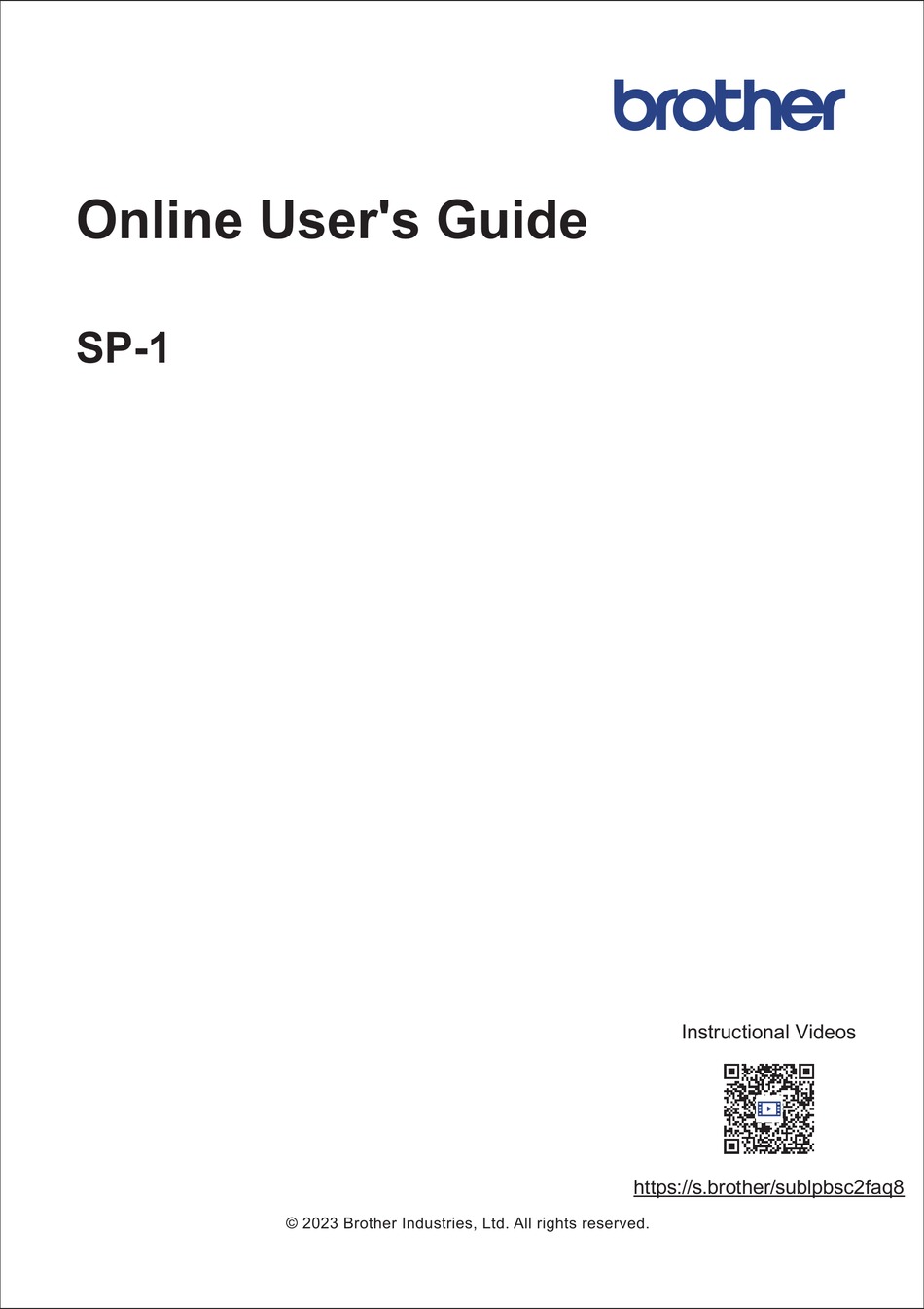 BROTHER SP1 ONLINE USER