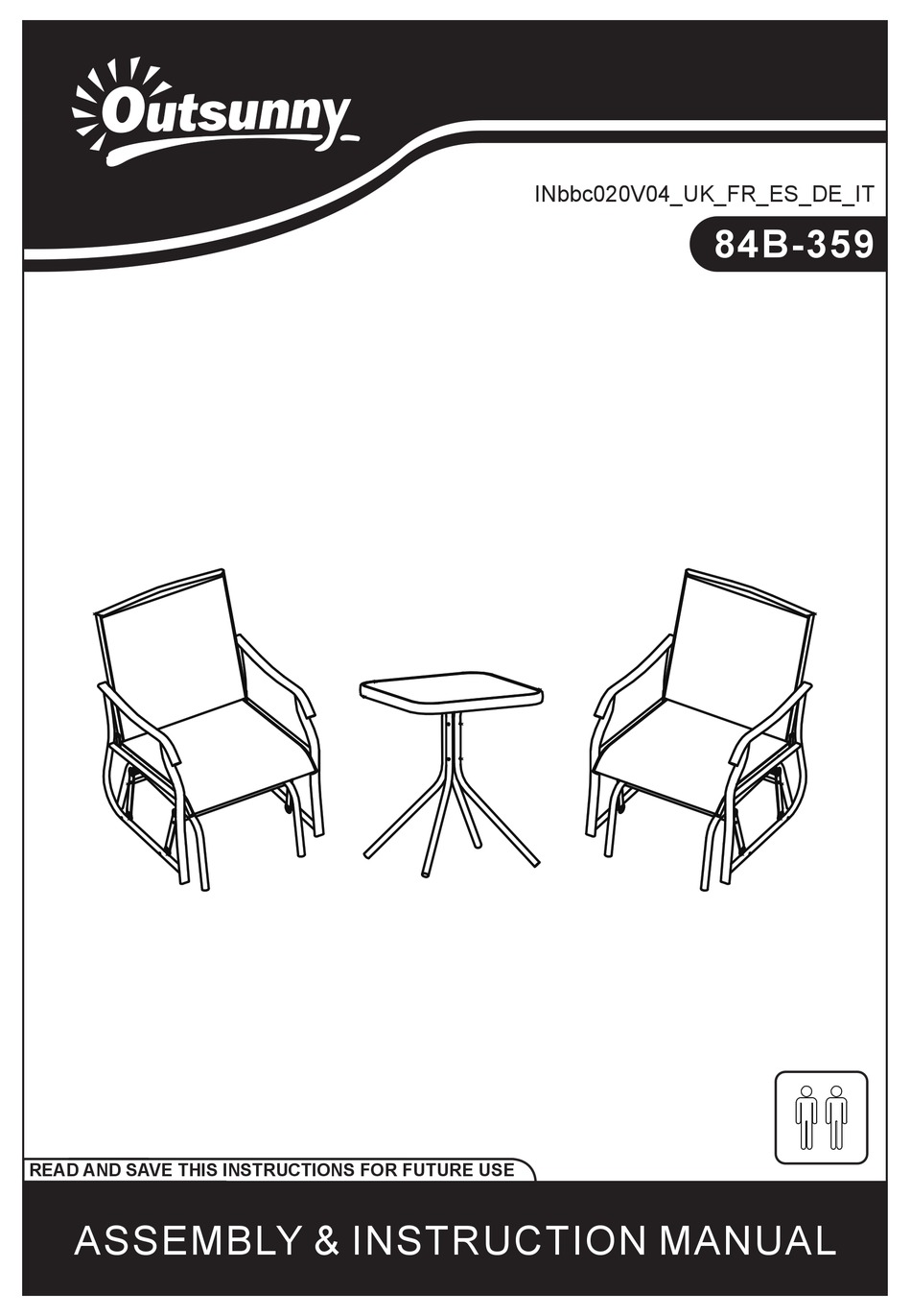 OUTSUNNY 84B359 ASSEMBLY & INSTRUCTION MANUAL Pdf Download ManualsLib