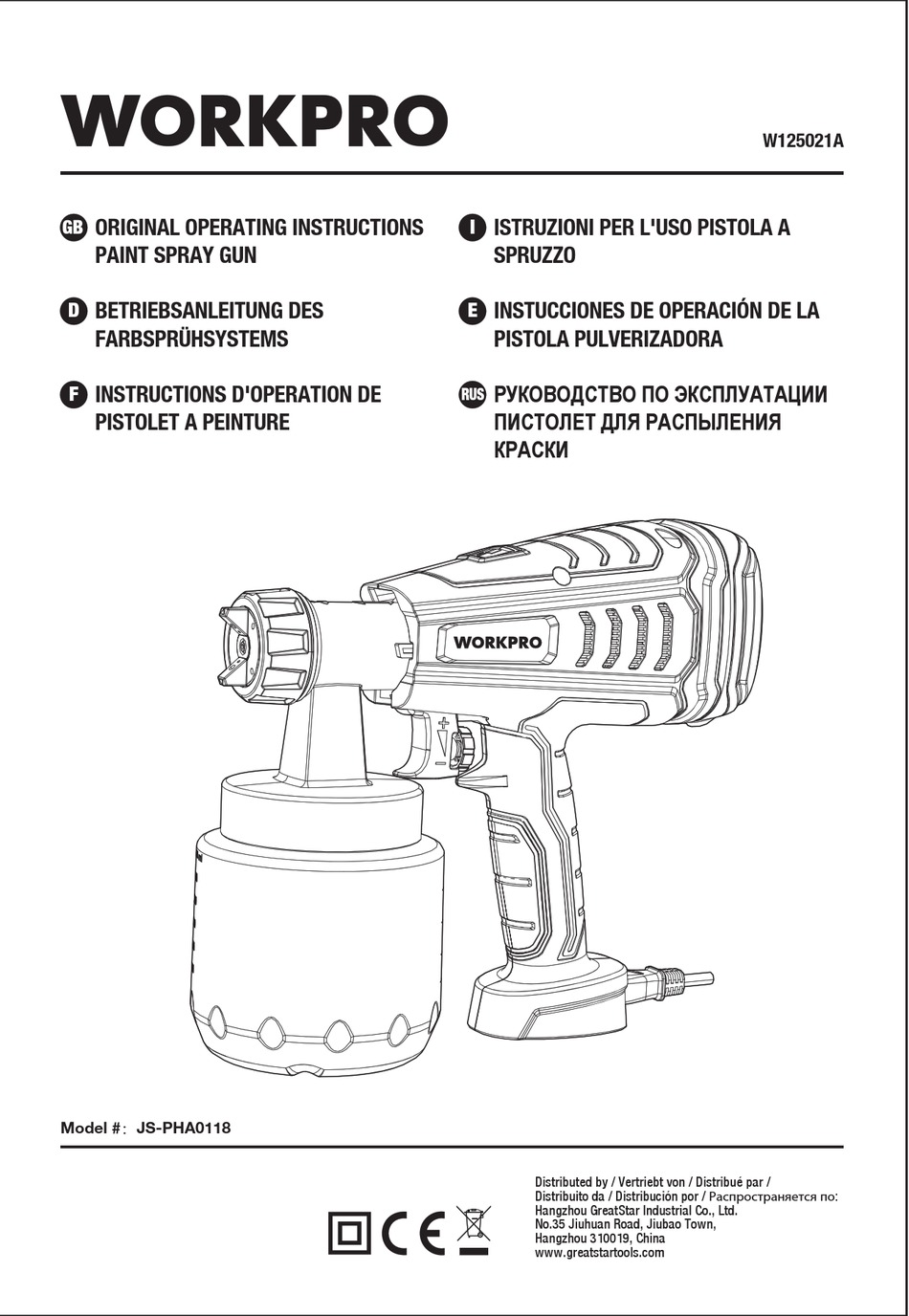 WORKPRO JSPHA0118 ORIGINAL OPERATING INSTRUCTIONS Pdf Download