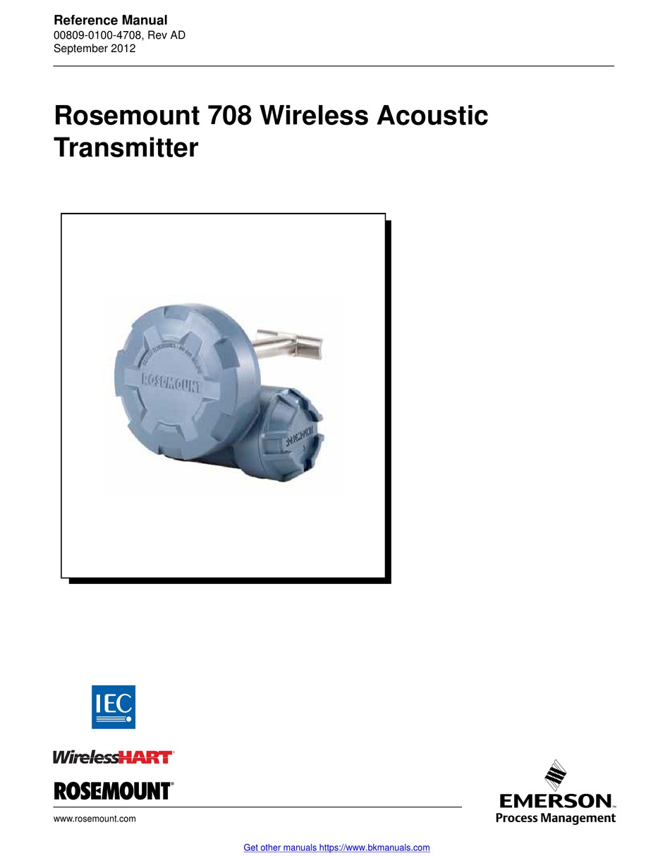 EMERSON ROSEMOUNT 708 REFERENCE MANUAL Pdf Download | ManualsLib