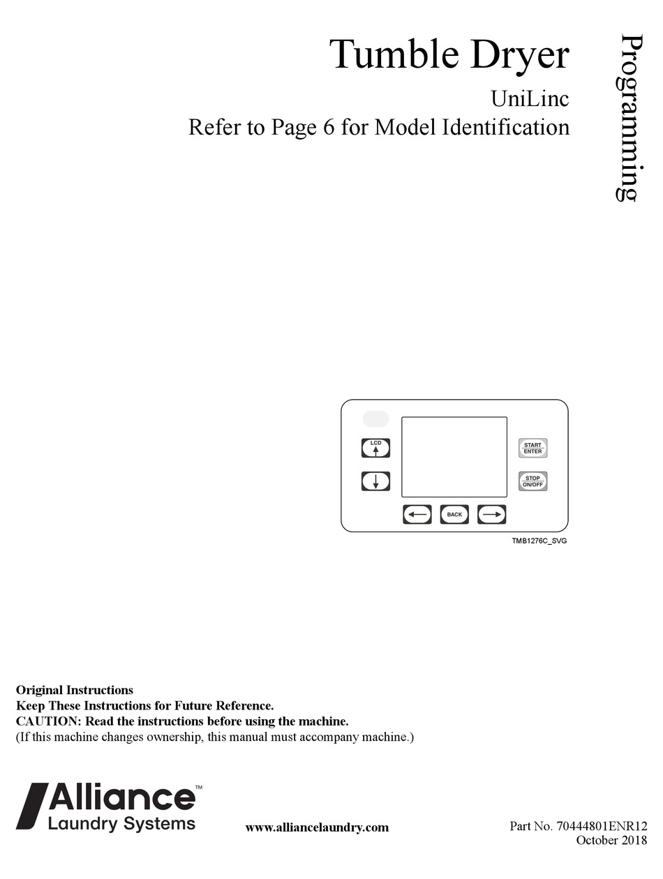 ALLIANCE LAUNDRY SYSTEMS UA025L MANUAL Pdf Download ManualsLib