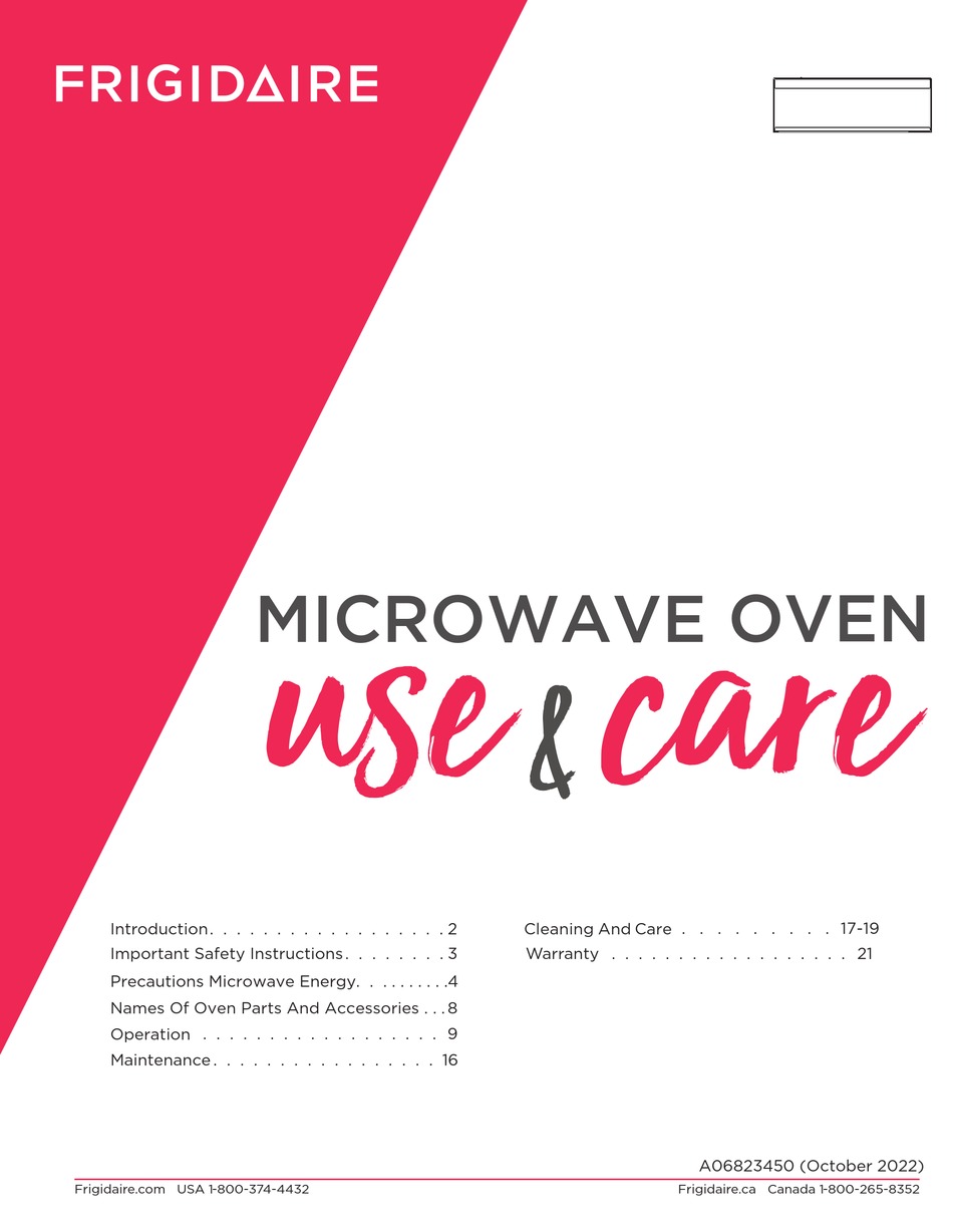 ELECTROLUX FRIGIDAIRE GMOS1266AF USE & CARE MANUAL Pdf Download