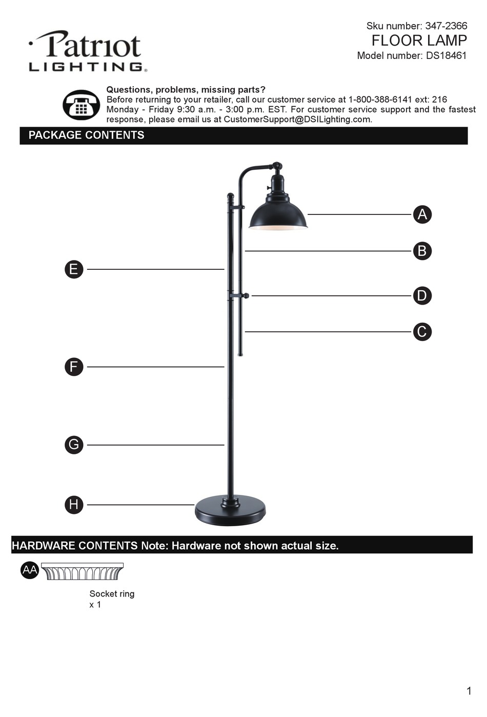 PATRIOT LIGHTING DS18461 MANUAL Pdf Download ManualsLib