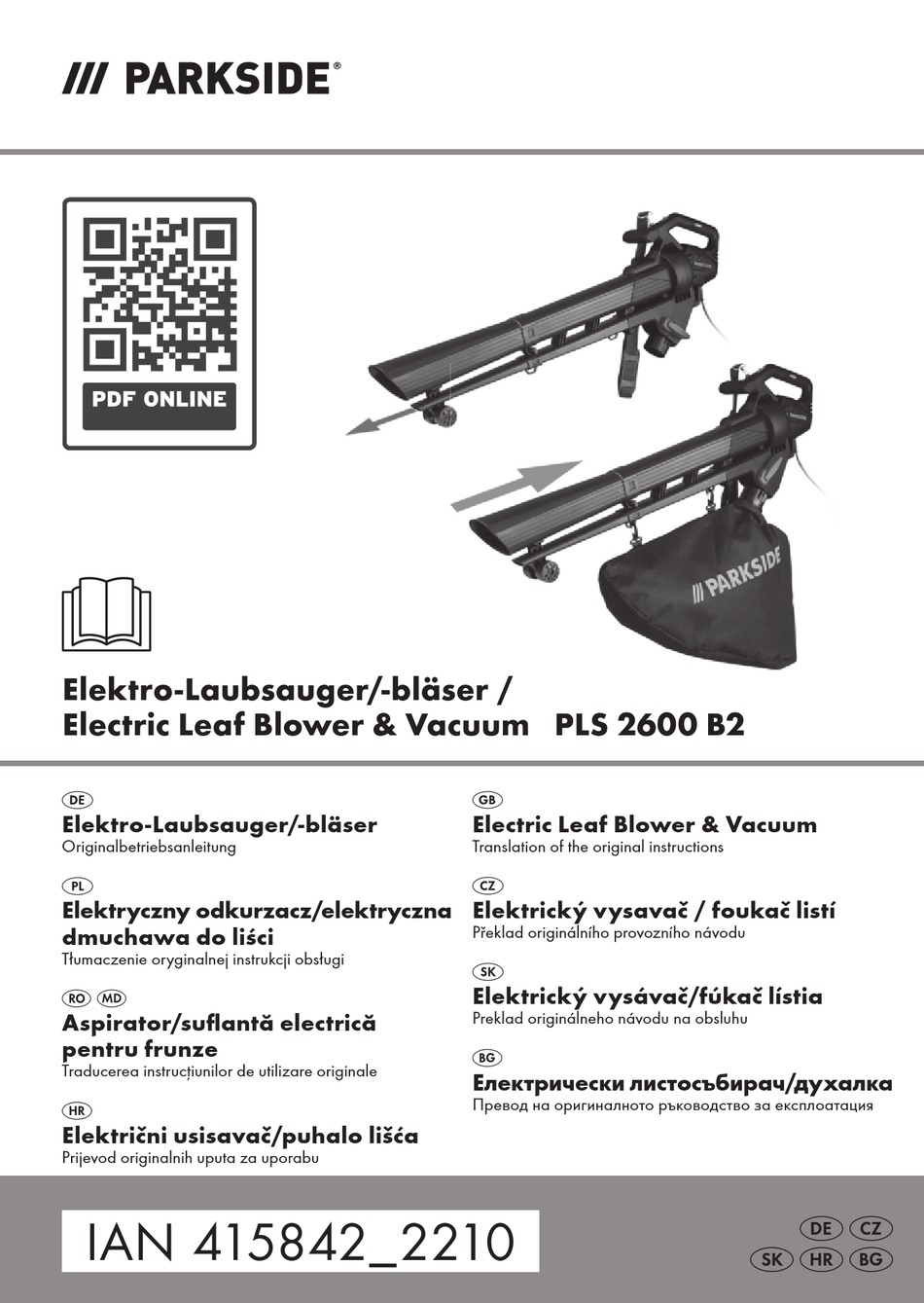 PARKSIDE PLS 2600 B2 TRANSLATION OF THE ORIGINAL INSTRUCTIONS Pdf ...