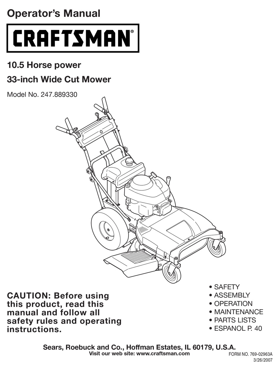 Craftsman 12a-764m799 Operator's Manual Pdf Download 