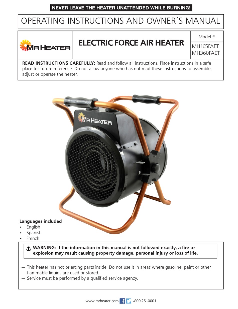 MR. HEATER MH360FAET OPERATING INSTRUCTIONS AND OWNER