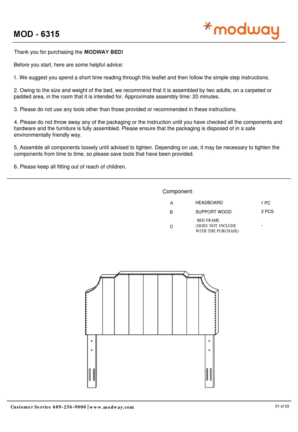 MODWAY 6315 ASSEMBLY INSTRUCTIONS Pdf Download ManualsLib