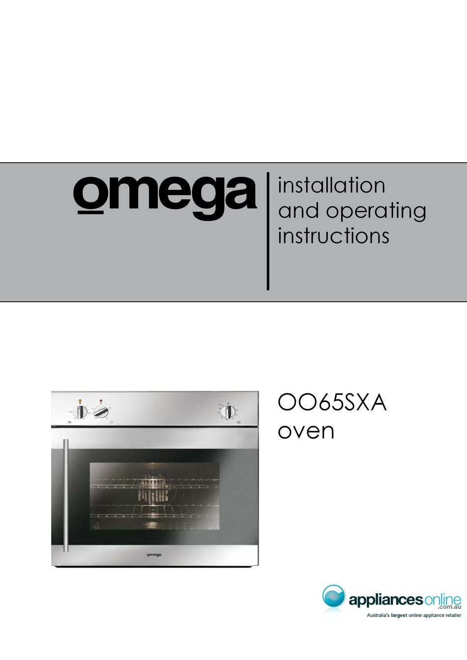 OMEGA OO65SXA INSTALLATION AND OPERATING INSTRUCTIONS MANUAL Pdf
