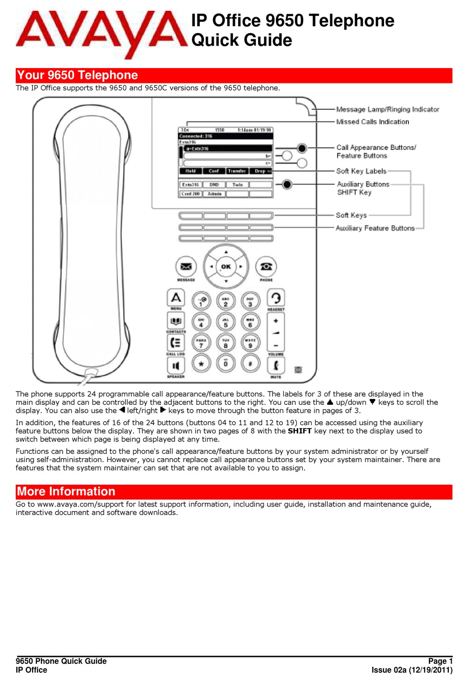 AVAYA 9650C QUICK MANUAL Pdf Download | ManualsLib