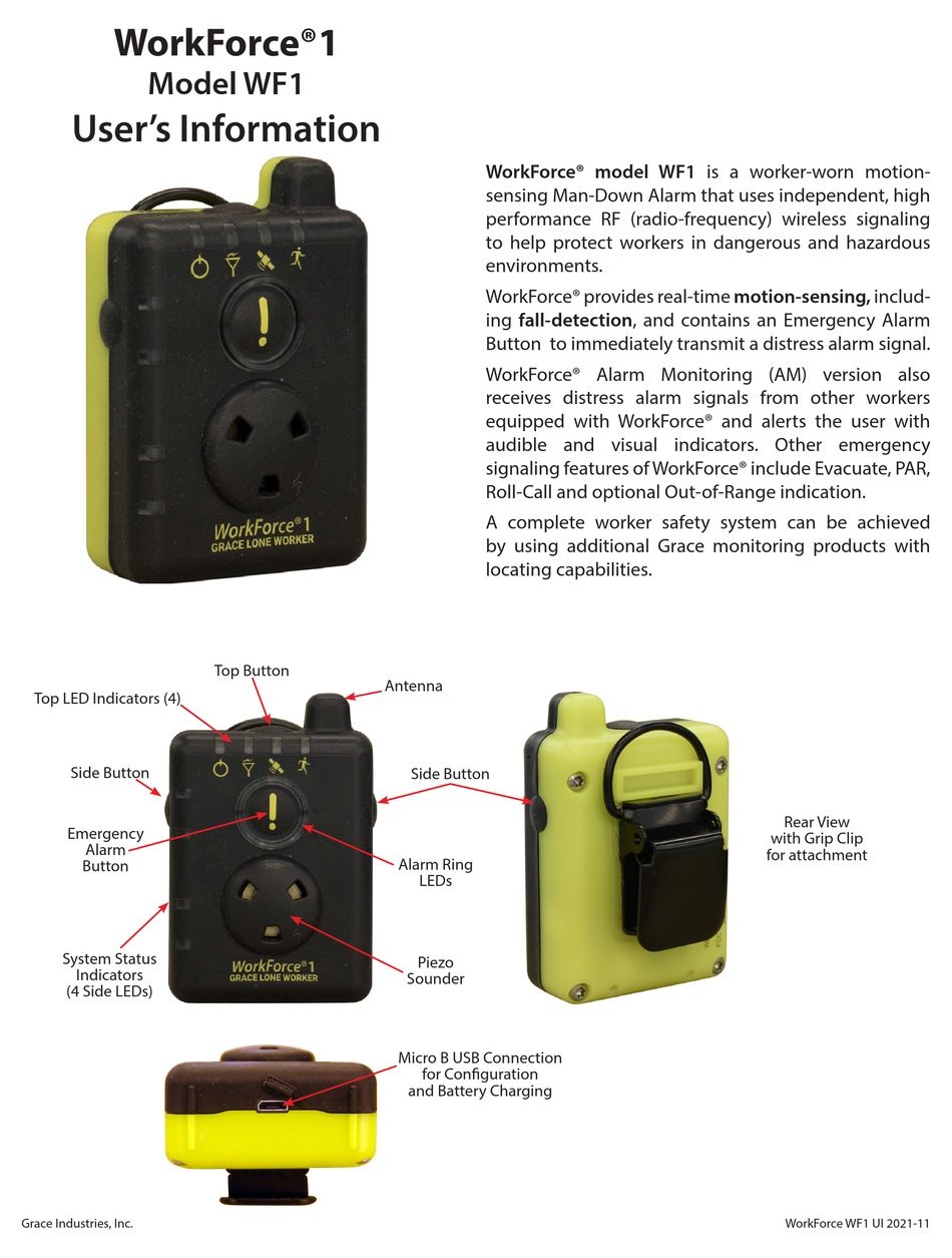 GRACE INDUSTRIES WORKFORCE 1 USER INFORMATION Pdf Download ManualsLib