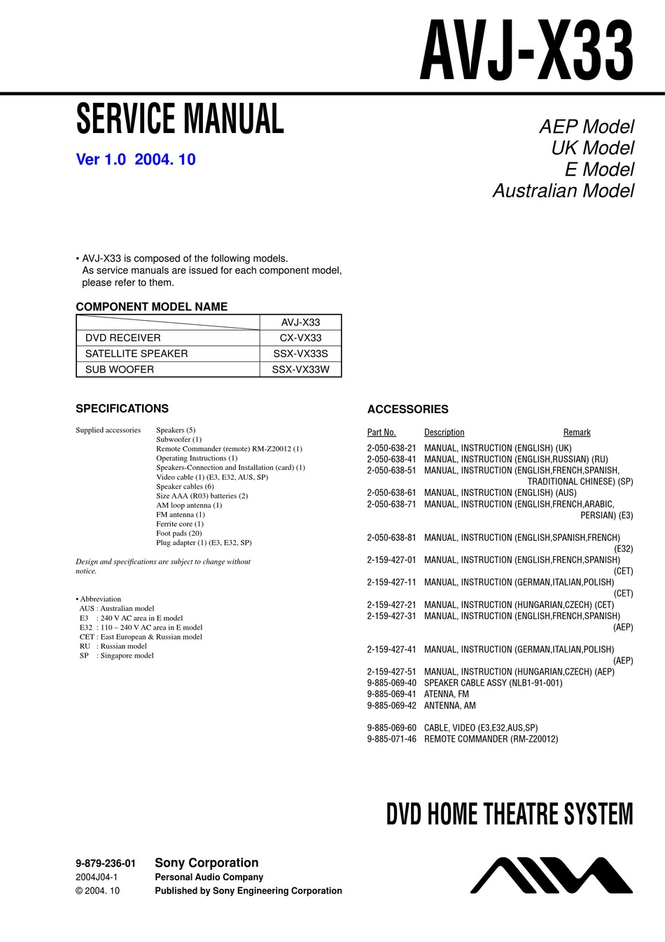 SONY AIWA AVJX33 SERVICE MANUAL Pdf Download ManualsLib