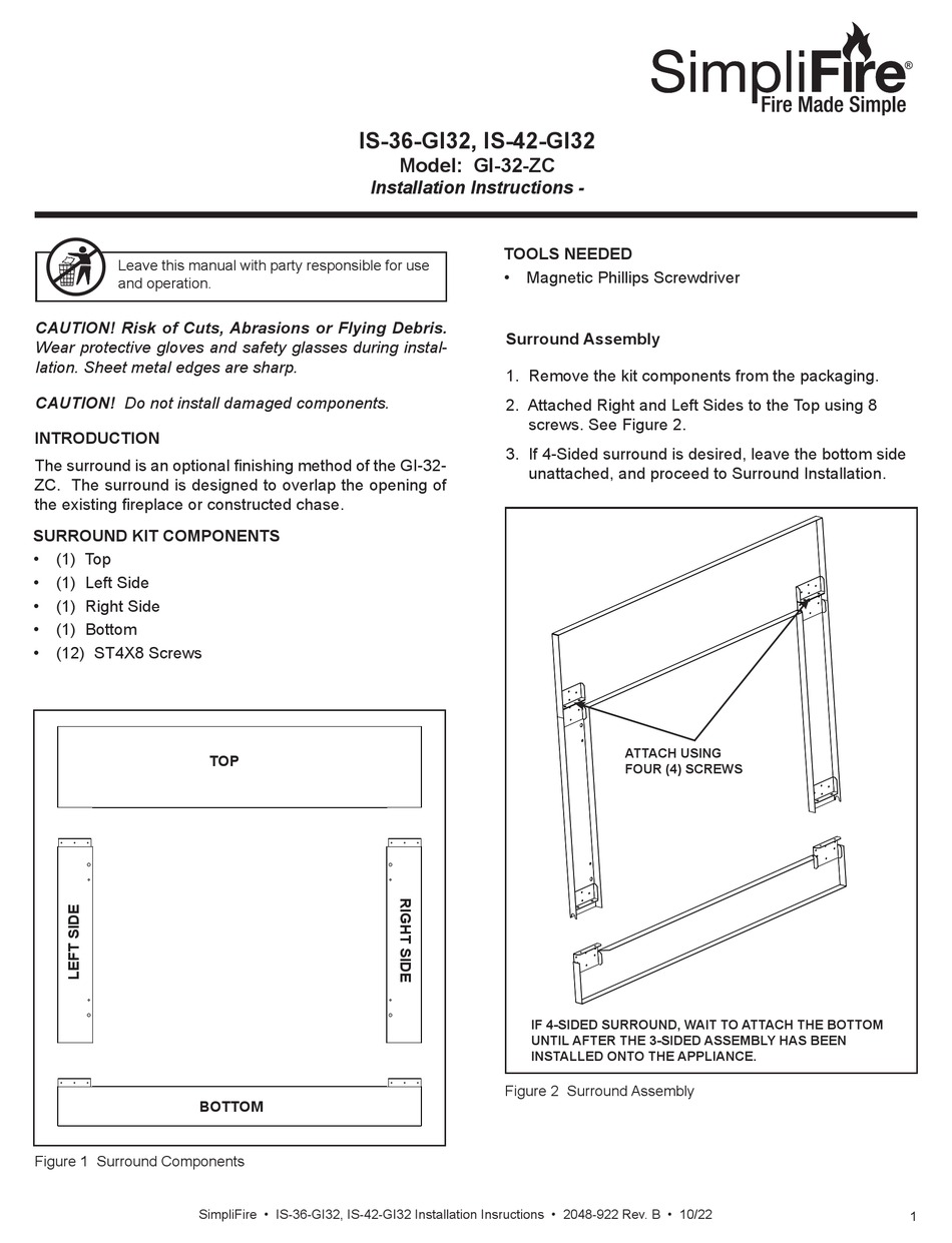 SIMPLIFIRE GI32ZC INSTALLATION INSTRUCTIONS Pdf Download ManualsLib