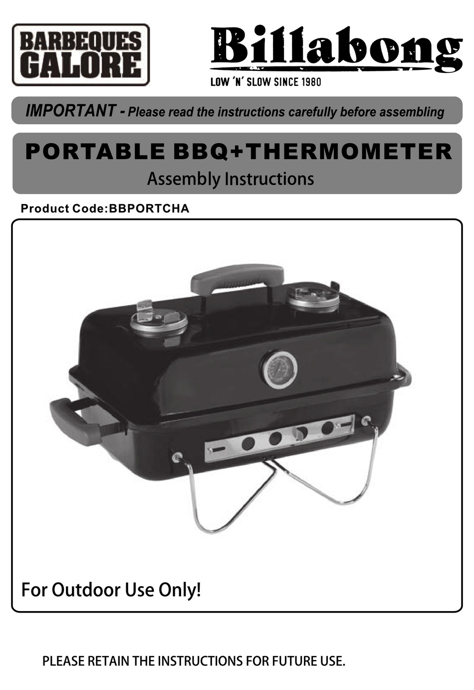 BARBEQUES GALORE BILLABONG ASSEMBLY INSTRUCTIONS MANUAL Pdf Download