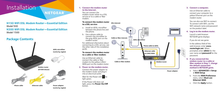 NETGEAR 1500 INSTALLATION INSTRUCTIONS Pdf Download | ManualsLib