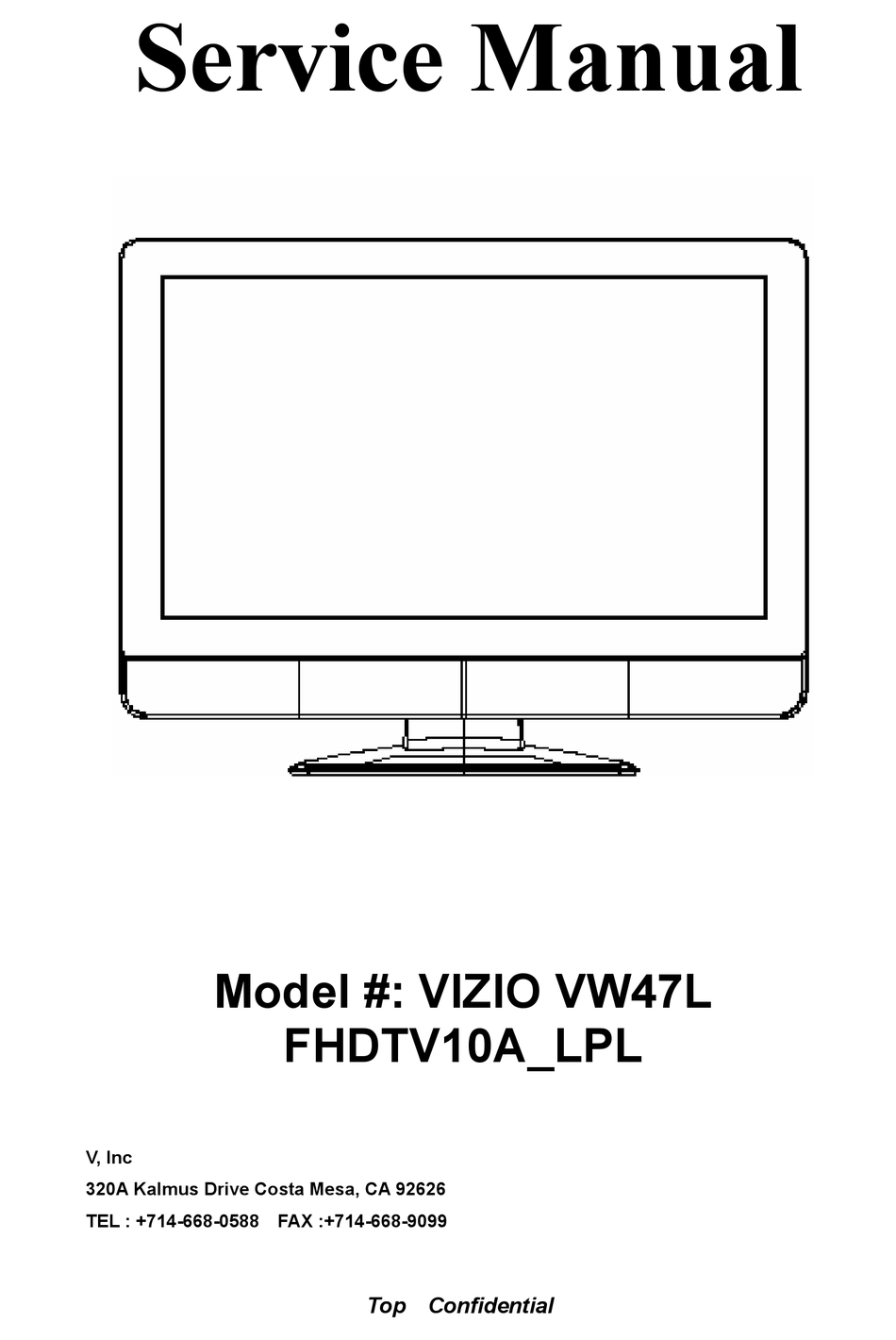 VIZIO VW47L FHDTV10A LPL SERVICE MANUAL Pdf Download ManualsLib