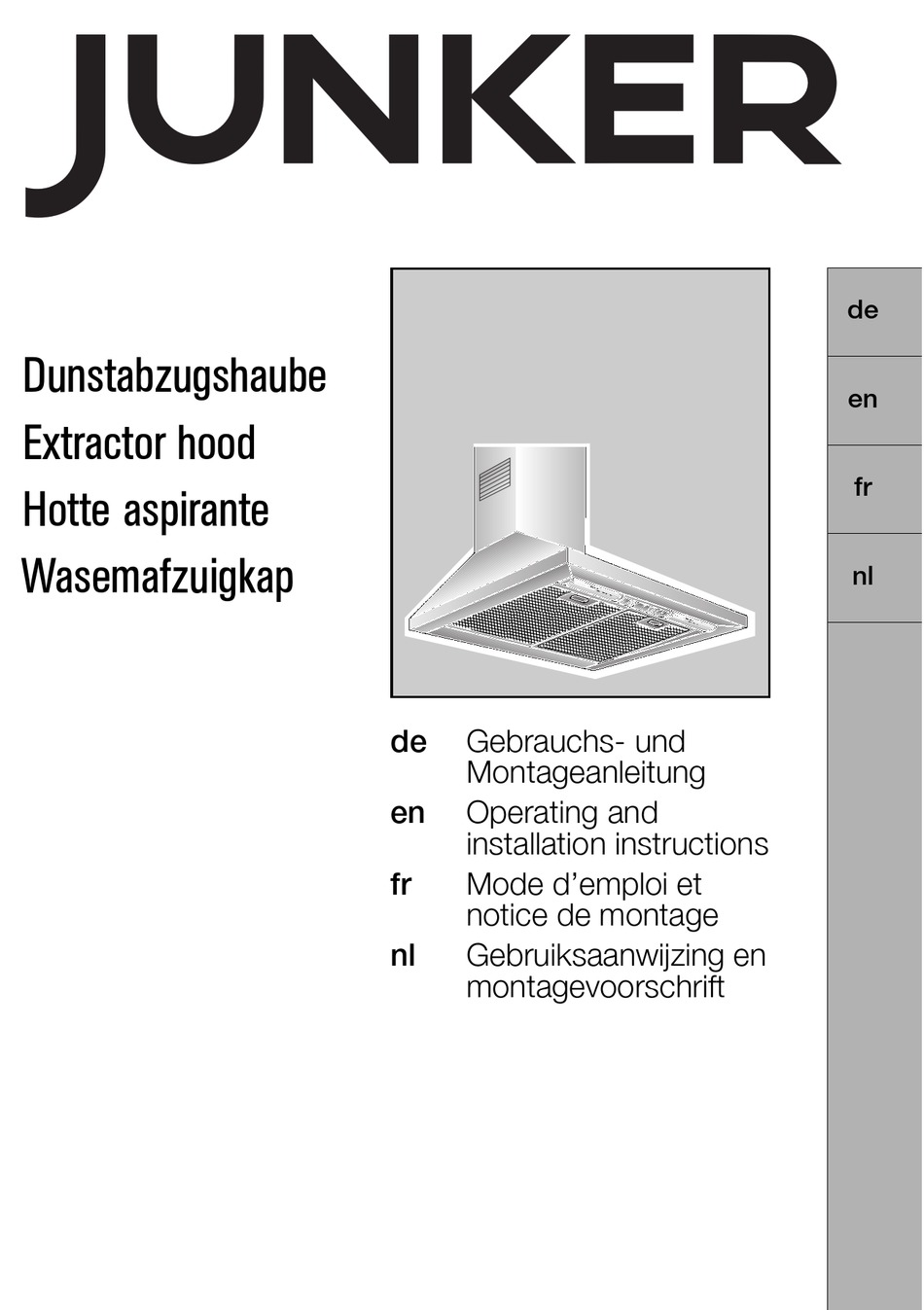 JUNKER JD66WS50 OPERATING AND INSTALLATION INSTRUCTIONS Pdf Download