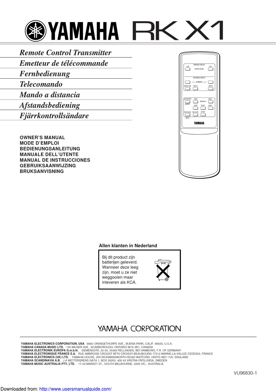 YAMAHA RK X1 OWNER'S MANUAL Pdf Download ManualsLib