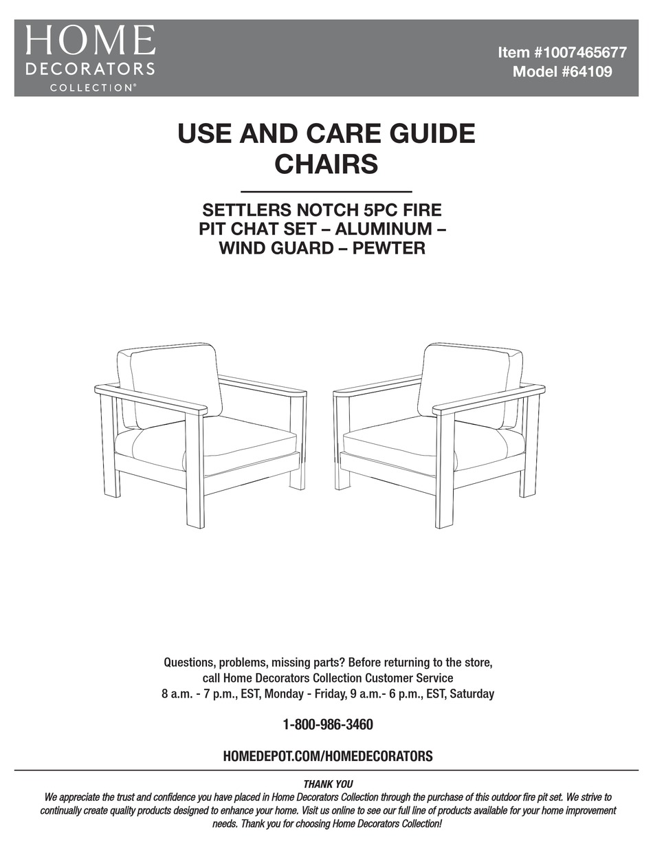 HOME DECORATORS COLLECTION 64109 USE AND CARE MANUAL Pdf Download 