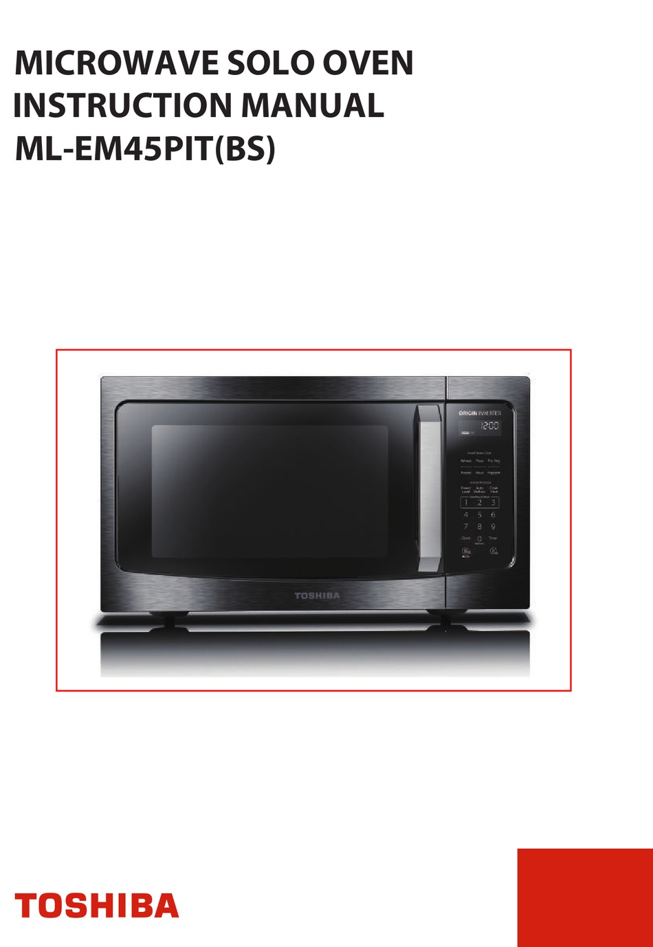 TOSHIBA ML-EM45PIT(BS) Countertop Microwave Oven with Inverter