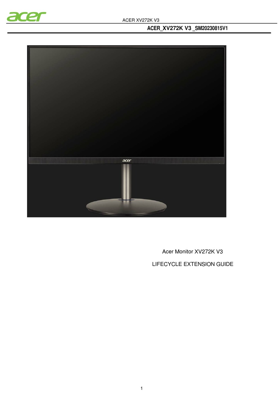 ACER XV272K V3 MANUAL Pdf Download ManualsLib