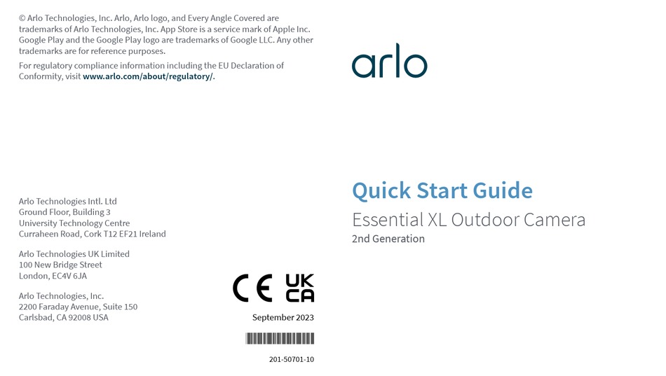 ARLO ESSENTIAL XL QUICK START MANUAL Pdf Download | ManualsLib