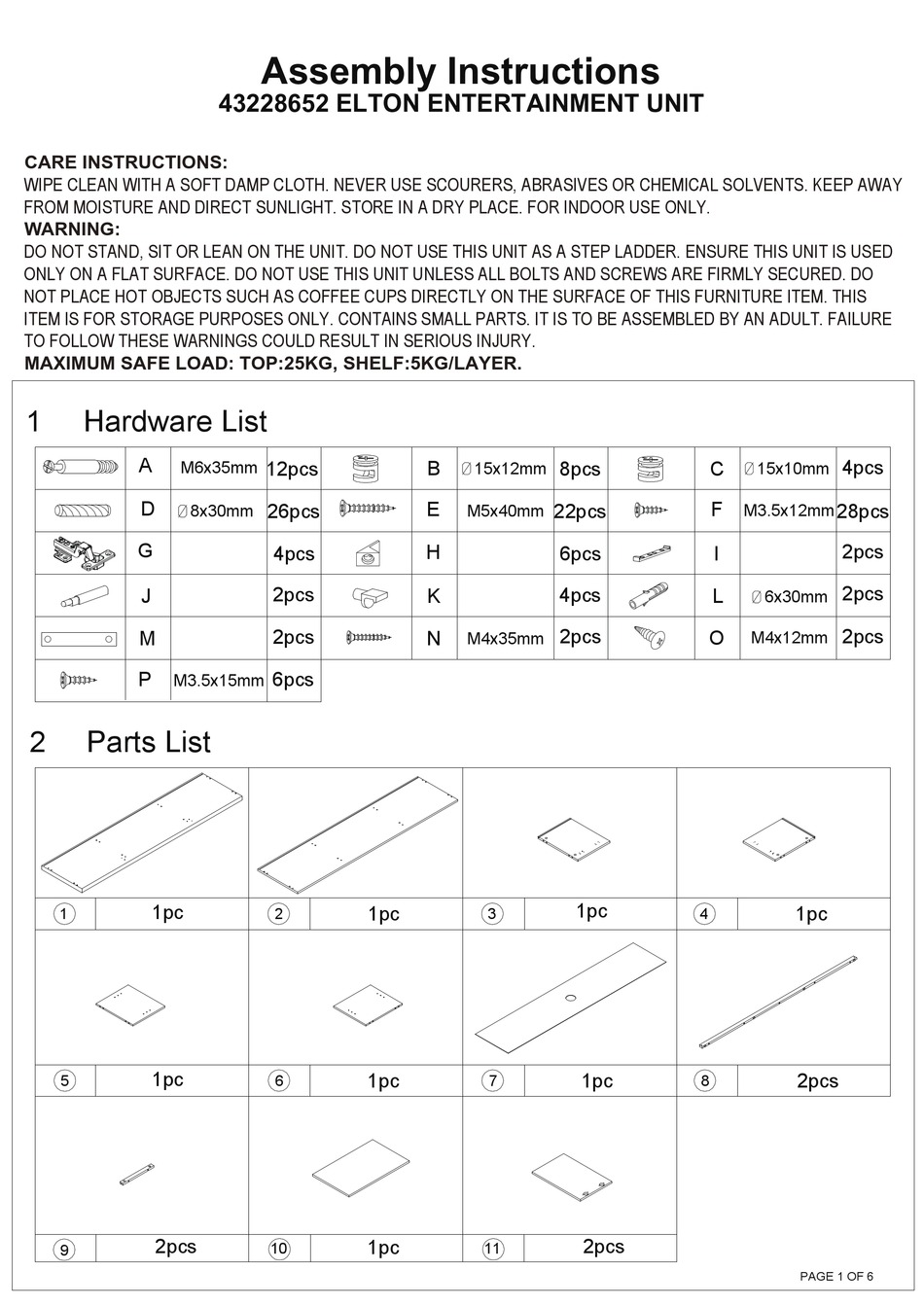 KMART ELTON 43228652 ASSEMBLY INSTRUCTIONS MANUAL Pdf Download ManualsLib