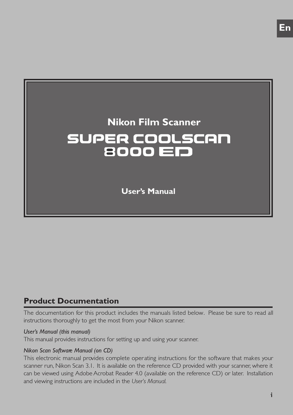 NIKON SUPER COOLSCAN 8000 ED USER MANUAL Pdf Download ManualsLib