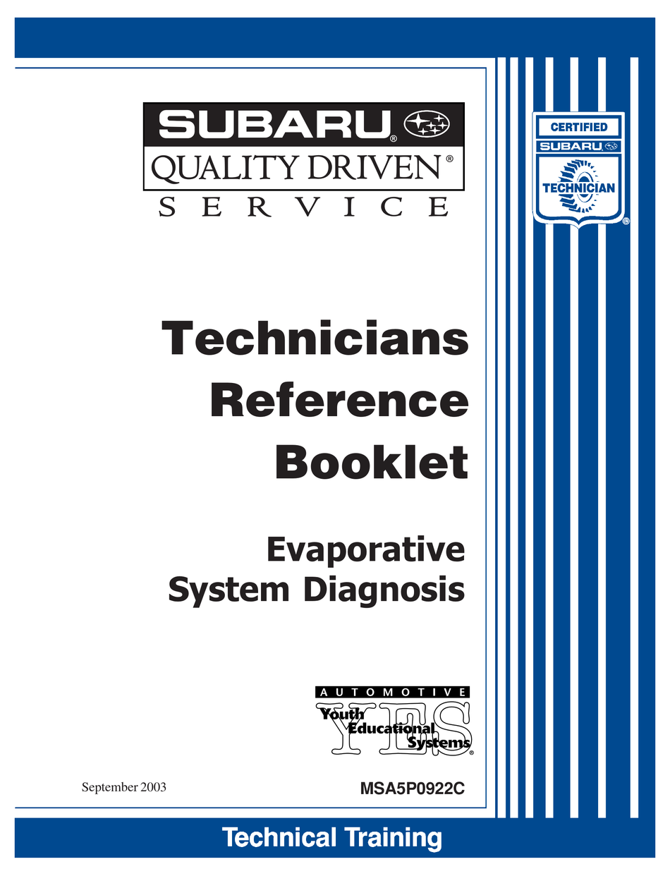 SUBARU FORESTER TECHNICIANS REFERENCE BOOKLET Pdf Download ManualsLib