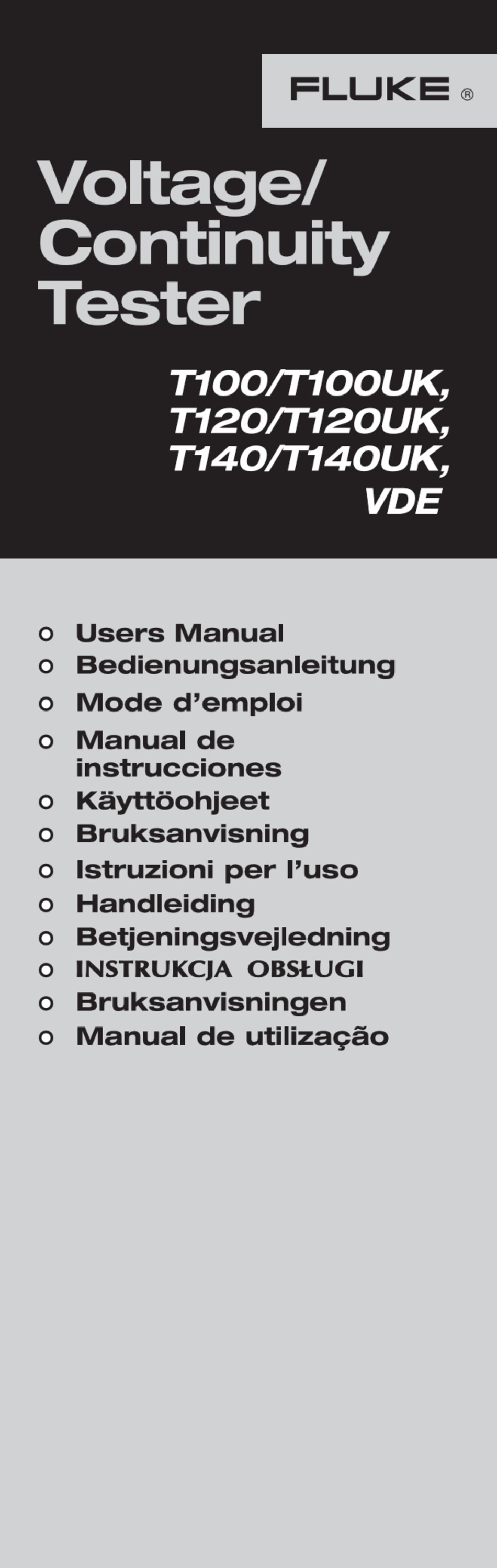 FLUKE T100 USER MANUAL Pdf Download ManualsLib