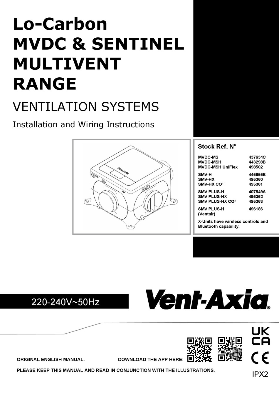 VENTAXIA MVDCMSH UNIFLEX INSTALLATION AND WIRING INSTRUCTIONS Pdf