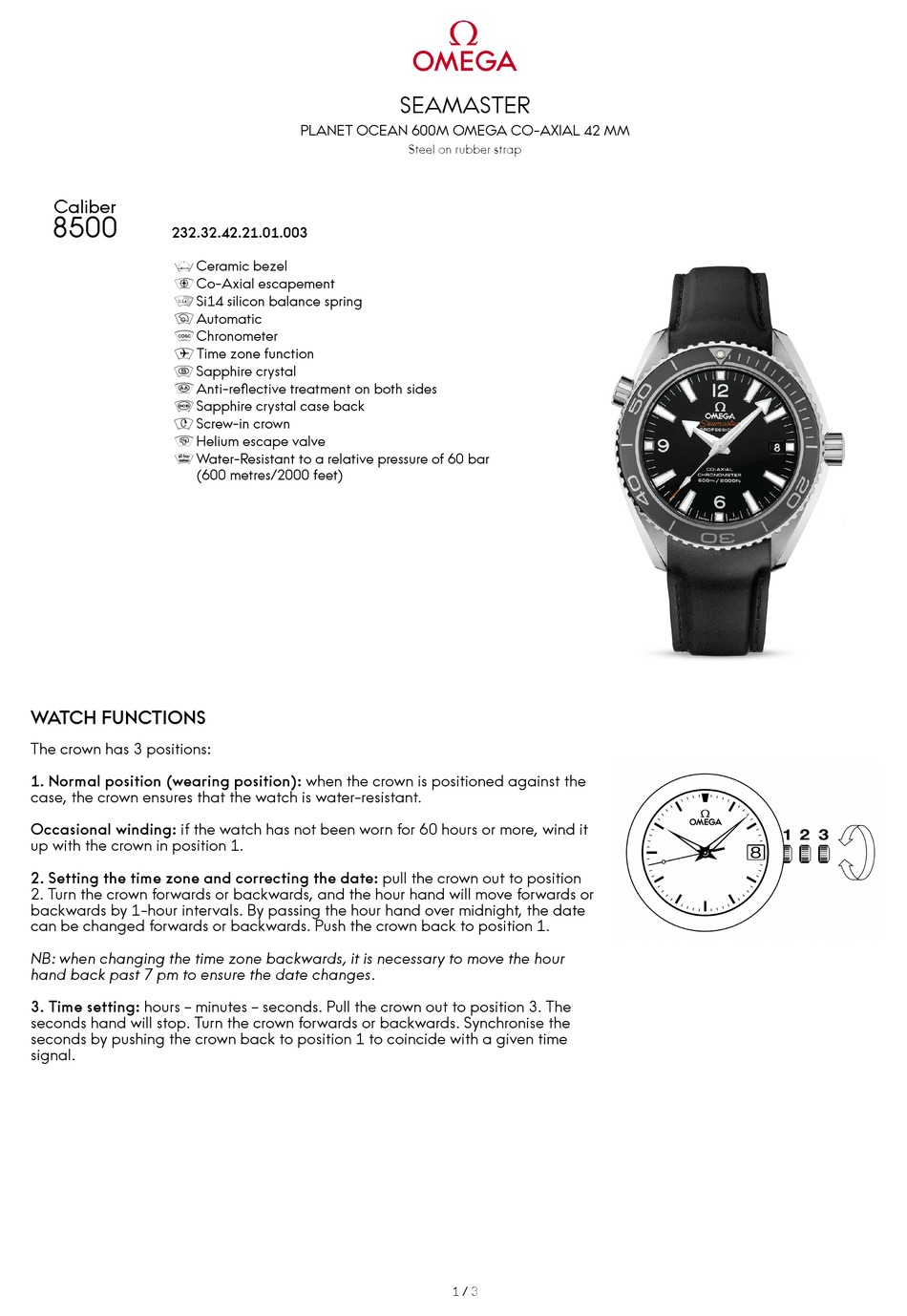 OMEGA SEAMASTER PLANET OCEAN 600M MANUAL Pdf Download | ManualsLib