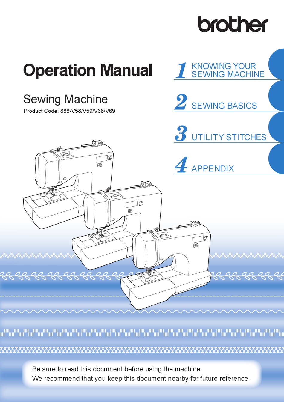 BROTHER 888V58 OPERATION MANUAL Pdf Download ManualsLib
