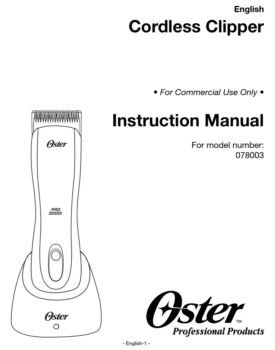 OSTER 078003 INSTRUCTION MANUAL Pdf Download ManualsLib