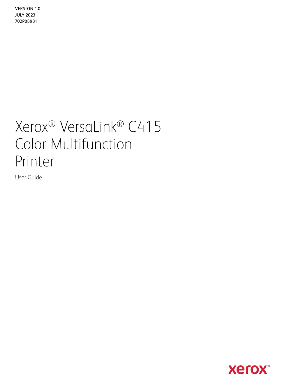 XEROX VERSALINK C415 USER MANUAL Pdf Download ManualsLib