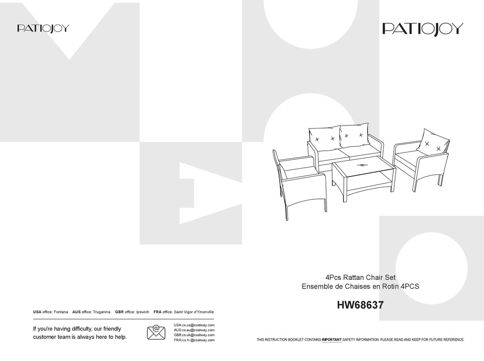 PATIOJOY HW68637 MANUAL Pdf Download ManualsLib