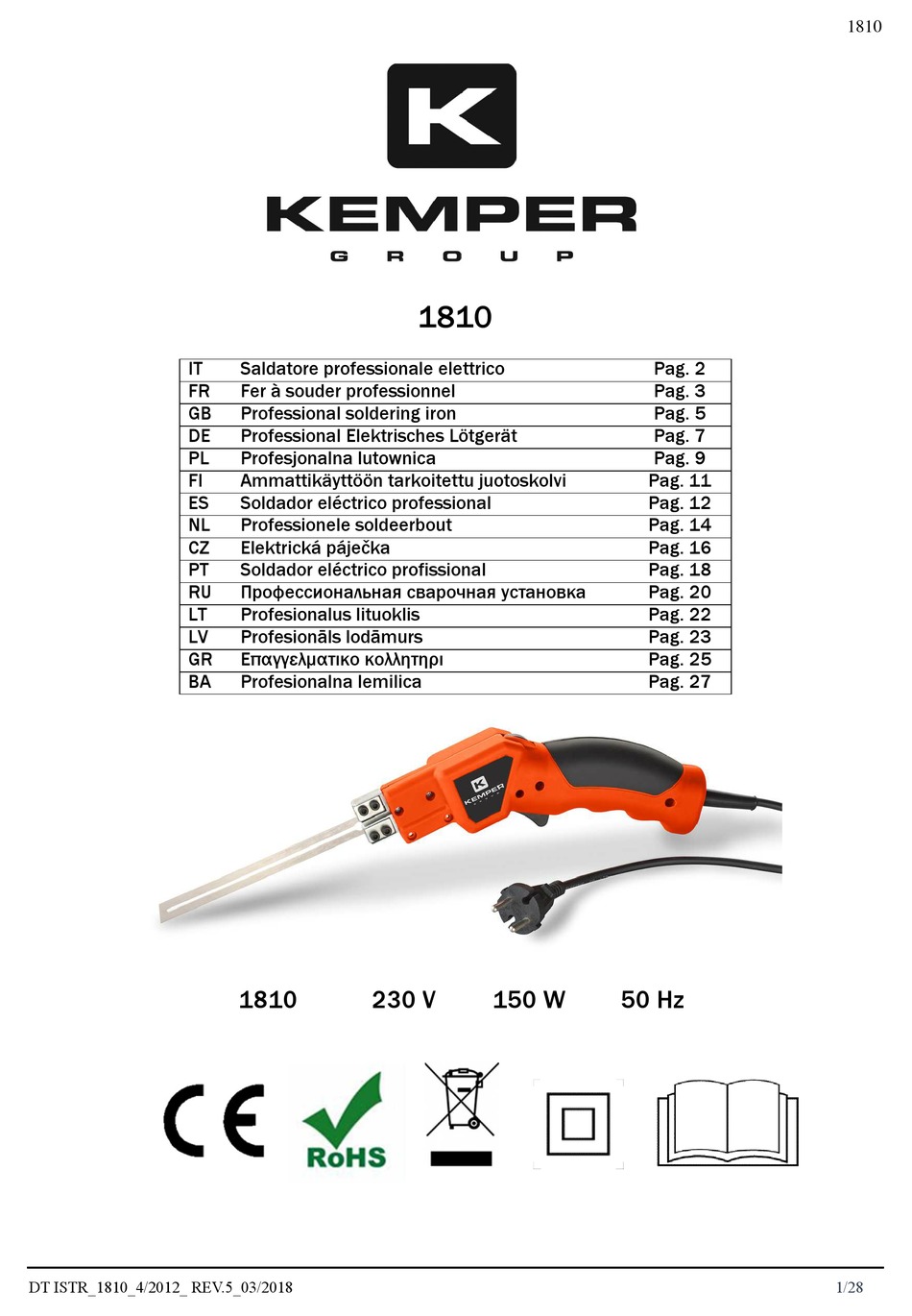 KEMPER 1810 MANUAL Pdf Download ManualsLib