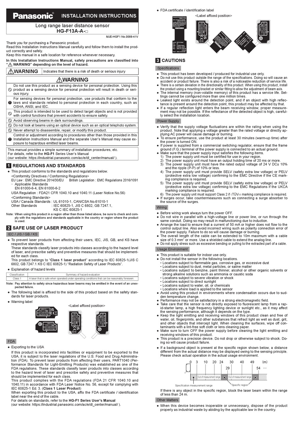 PANASONIC HG-F13A-A SERIES INSTALLATION INSTRUCTIONS Pdf Download ...