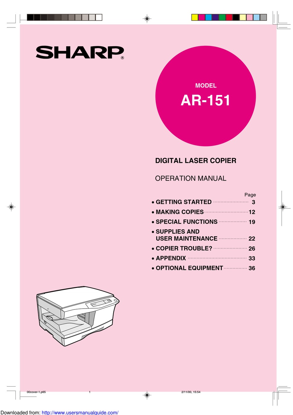 SHARP AR151 OPERATION MANUAL Pdf Download ManualsLib