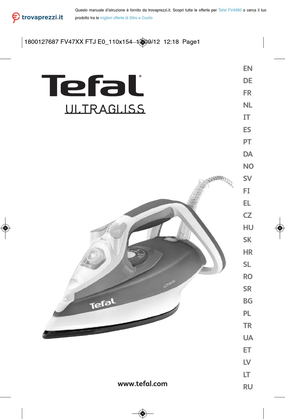 TEFAL ULTRAGLISS FV47 SERIES MANUAL Pdf Download | ManualsLib